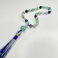 Flourite Hand Knotted Hand Mala 8mm | 27 Bead | Prayer Bead | Japa Mala | Meditation Bracelet | Mantra and Reiki Infused