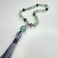 Flourite Hand Knotted Hand Mala 8mm | 27 Bead | Prayer Bead | Japa Mala | Meditation Bracelet | Mantra and Reiki Infused