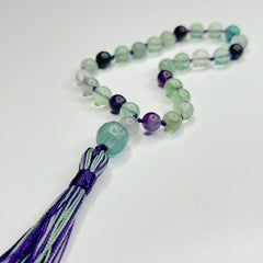Flourite Hand Knotted Hand Mala 8mm | 27 Bead | Prayer Bead | Japa Mala | Meditation Bracelet | Mantra and Reiki Infused