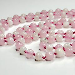 Rose Quartz and Moonstone Hand Knotted Japa Mala, Prayer Beads, Meditation Beads. 8mm 108 Beads. (Pregnancy, Infertility, New Born, & Child Loss)Mantra, Sound Healing & Reiki Infused
