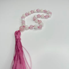 Rose Quartz & Moonstone Hand Mala 8mm (Pregnancy, Infertility, New Born, & Child Loss)