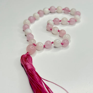 Rose Quartz & Moonstone Hand Mala 8mm (Pregnancy, Infertility, New Born, & Child Loss)