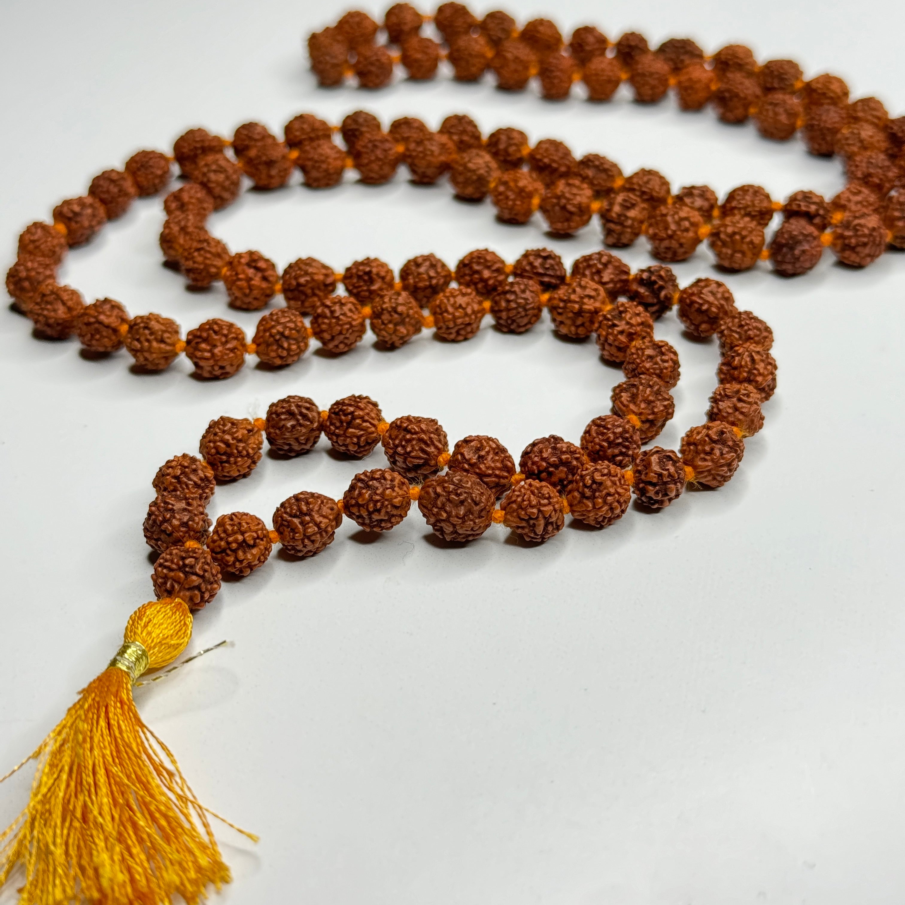 Rudraksha Hand Knotted Mala 8mm | 108 Bead | Prayer Beads | Prayer Necklace | Meditation| Mantra | Sound Healing | Reiki Infused
