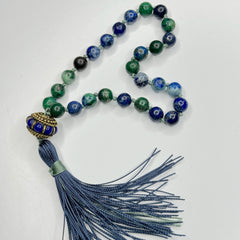 Azurite Hand Knotted Hand Mala 8mm | 27 Bead | Prayer Beads| Japa Mala | Meditation Bracelet | Mantra and Reiki Infused