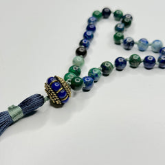 Azurite Hand Knotted Hand Mala 8mm | 27 Bead | Prayer Beads| Japa Mala | Meditation Bracelet | Mantra and Reiki Infused