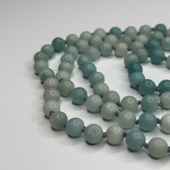 Amazonite Hand Knotted Mala 8mm | 108 Bead | Prayer Bead | Japa Mala | Meditation Necklace | Mantra and Reiki Infused