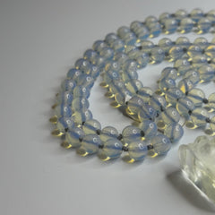 Opalite Ganesha Mala 8mm | 108 Bead | Hand Knotted | Prayer Beads | Meditation Necklace | Mantra | Sound Healing |  Reiki Infused