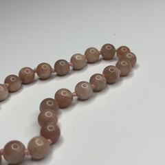 Peach Moonstone Hand Knotted Hand Mala 8mm | 27 Bead | Prayer Bead | Japa Mala | Meditation Bracelet | Mantra and Reiki Infused