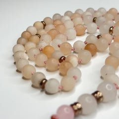 Pink Aventurine Hand Knotted Mala 6mm | 108 Bead | Prayer Beads | Meditation Necklace | Mantra | Sound Healing | Reiki Infused