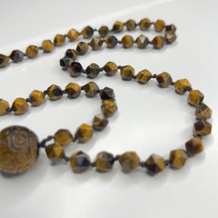 Kids Tiger's Eye Faceted Hand Knotted Mala 8mm (54 beads) | Japamala | Prayer Beads | Meditation Necklace | Mantra, Sound & Reiki Infused