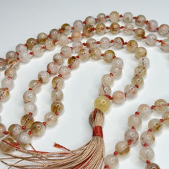 Citrine Hand Knotted Mala 8mm | 108 Bead | Japa Mala | Prayer Beads | Meditation Necklace | Mantra | Sound Healing | Reiki Infused