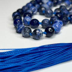 Sodalite Hand Knotted Mala 6mm 108 Bead | Prayer Beads Meditation Necklace | Mantra, Sound Healing, & Reiki Infused