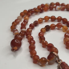 Banded Carnelian Ganesh Ganesha Mala 6mm | 108 Bead | Japa Mala | Hand Knotted | Mantra | Sound Healing | Reiki Infused