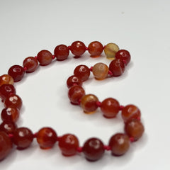 Faceted Carnelian Hand Knotted Hand Mala 8mm | 27 Bead | Prayer Bead | Japa Mala | Meditation Bracelet | Mantra and Reiki Infused