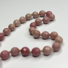Faceted Rhodonite & Moonstone Hand Mala 8mm (27 beads)