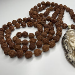Rudraksha Ganesha Hand Knotted Mala 6mm | 108 Bead | Prayer Beads | Prayer Necklace | Meditation| Mantra | Sound Healing | Reiki Infused