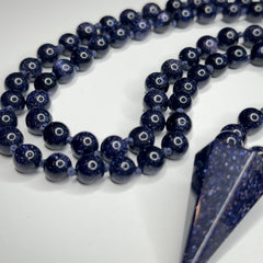 Blue Goldstone Hand Knotted Mala | Japa Mala | Prayer Beads | Meditation Necklace | 8mm 108 Bead | Mantra, Sound Healing and Reiki Infused
