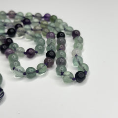 Flourite Hand Knotted Mala 8mm | 108 Bead | Prayer Bead | Japa Mala | Meditation Necklace | Mantra and Reiki Infused