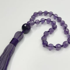 Faceted Amethyst Hand Knotted Hand Mala 6mm | 27 Bead | Prayer Bead | Japa Mala | Meditation Bracelet | Mantra and Reiki Infused