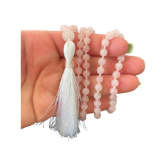 Rose Quartz Hand Knotted Japa Mala, Prayer Beads, Meditation Beads. 8mm 108 Beads. Mantra, Sound Healing & Reiki Infused