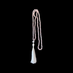 Rose Quartz Hand Knotted Japa Mala, Prayer Beads, Meditation Beads. 8mm 108 Beads. Mantra, Sound Healing & Reiki Infused