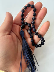 Blue Goldstone Hand Knotted Hand Mala 8mm | 27 Bead | Prayer Bead | Japa Mala | Meditation Bracelet | Mantra and Reiki Infused