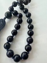 Blue Goldstone Hand Knotted Hand Mala 8mm | 27 Bead | Prayer Bead | Japa Mala | Meditation Bracelet | Mantra and Reiki Infused