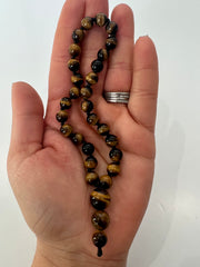 Tigers Eye Hand Knotted Hand Mala 8mm | 27 Bead | Prayer Bead | Japa Mala | Meditation Bracelet | Mantra and Reiki Infused