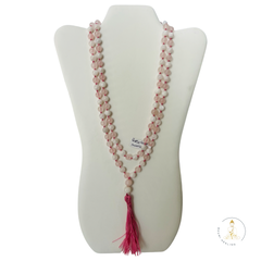 Rose Quartz and Moonstone Hand Knotted Japa Mala, Prayer Beads, Meditation Beads. 8mm 108 Beads. (Pregnancy, Infertility, New Born, & Child Loss)Mantra, Sound Healing & Reiki Infused
