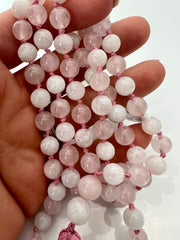 Rose Quartz and Moonstone Hand Knotted Japa Mala, Prayer Beads, Meditation Beads. 8mm 108 Beads. (Pregnancy, Infertility, New Born, & Child Loss)Mantra, Sound Healing & Reiki Infused