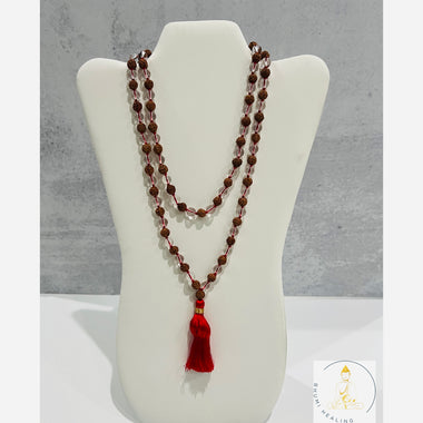Clear Quartz & Rudraksha Mala 6mm