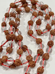 Clear Quartz & Rudraksha Mala 6mm