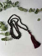 Red Garnet Hand Knotted Mala 8mm 108 Bead | Mantra, Sound Healing & Reiki Infused | Prayer Beads