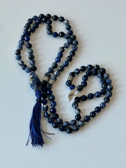 Sodalite Hand Knotted Mala 8mm | 108 Bead | Japa Mala | Prayer Beads | Meditation Necklace | Mantra | Sound Healing| Reiki Infused